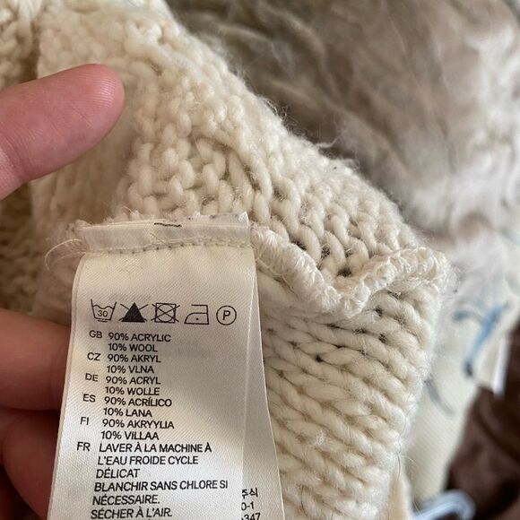 H&M winter white zipper detail wool blend sweater size large - Picture 4 of 4